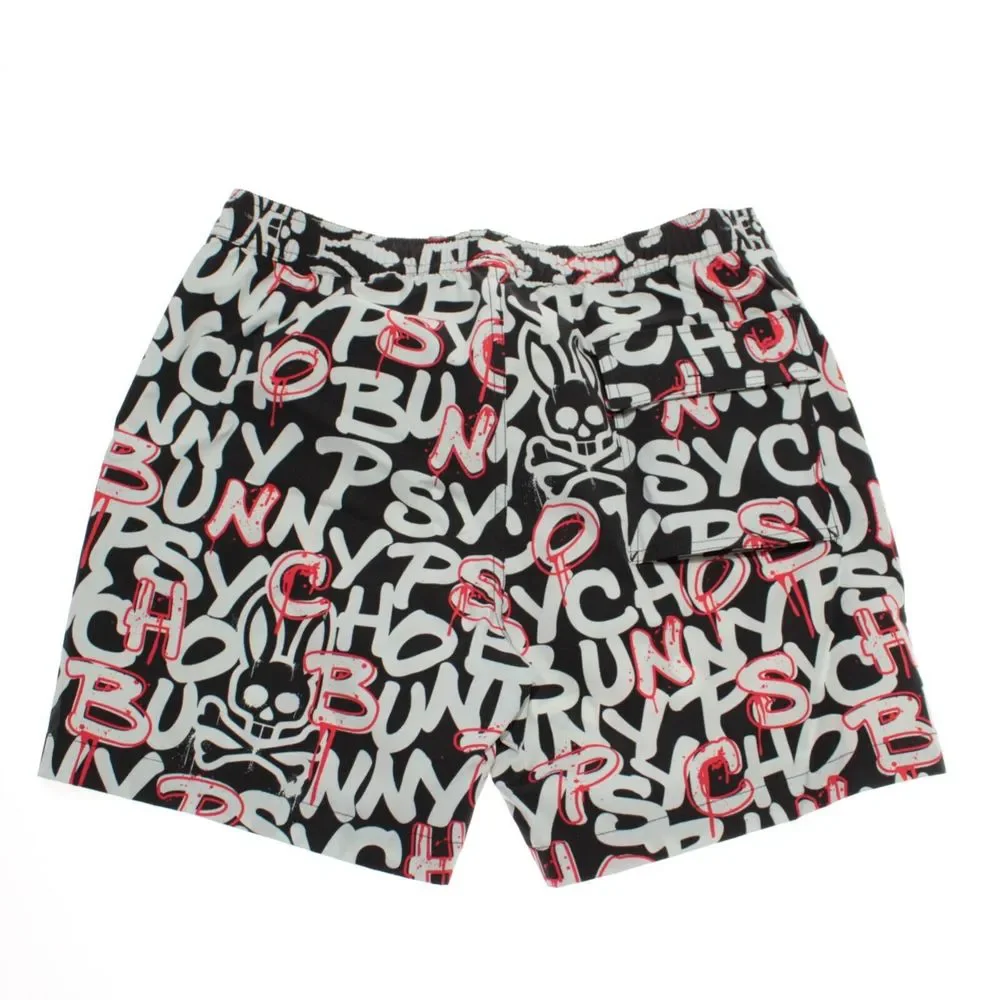 Psycho Bunny NWT Swim Suit Size M US In Black Gray & Red 100% Polyester - Picture 3 of 11